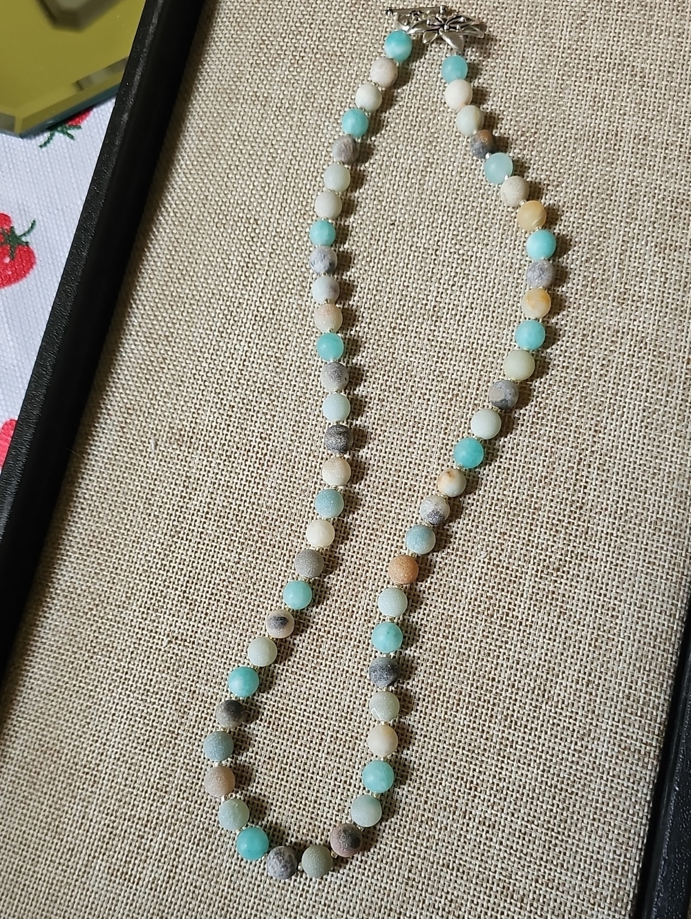Handcrafted Multi-Color Matte Amazonite & TOHO Silver Bead Necklace 23.25"